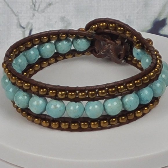 Bead and Leather Bracelet - Picture 3 of 6